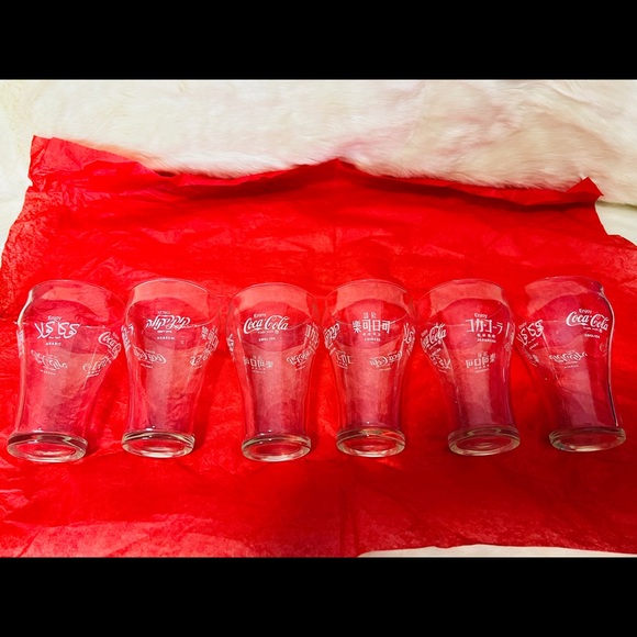 Coca Cola Other - 6 Vintage coca-cola glasses written in 5 languages